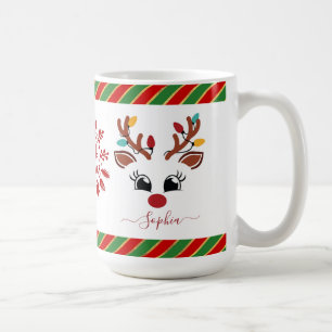 Niedlich Rentier Weihnachtskids Heiße Schokolade Kaffeetasse