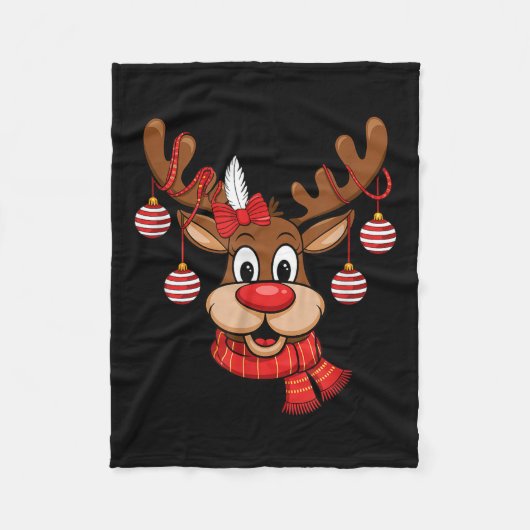 Niedlich Rentier Weihnachtsnose Rudolph Xmas Kinde Fleecedecke (Vorderseite)