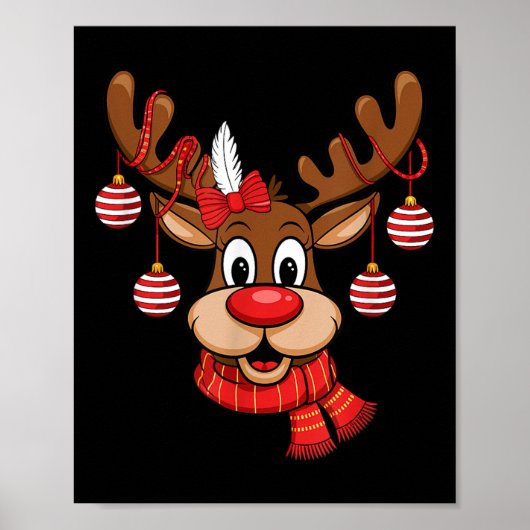 Niedlich Rentier Weihnachtsnose Rudolph Xmas Kinde Poster (Vorne)