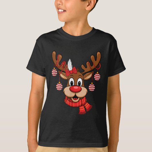 Niedlich Rentier Weihnachtsnose Rudolph Xmas Kinde T-Shirt (Vorderseite)