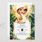 Niedlich Reptiles Snake Geburtstag Einladung (Vorne/Hinten)