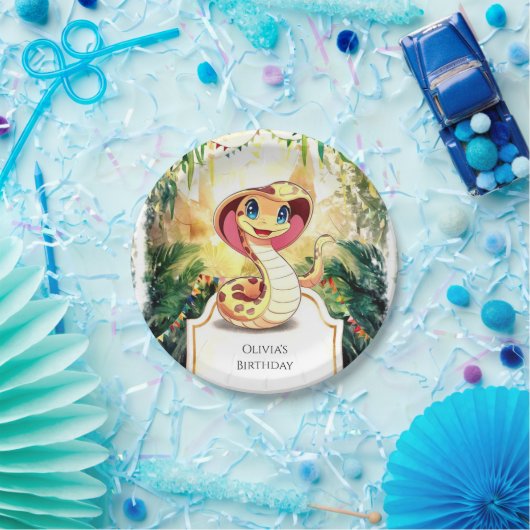 Niedlich Reptiles Snake Geburtstag Pappteller (Party)