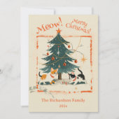 Niedlich Retro 1950er Katzen Weihnachtsbaum Feiertagskarte (Vorderseite)