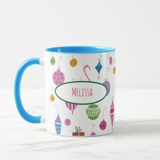 Niedlich Retro 1960er Weihnachtsschmuck Personalis Tasse (Links)