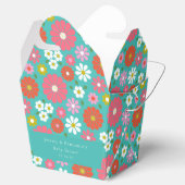 Niedlich Retro 60er Blume Türkis Custom Baby Dusch Geschenkschachtel (Geöffnet)