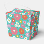 Niedlich Retro 60er Blume Türkis Custom Baby Dusch Geschenkschachtel (Rückseite)