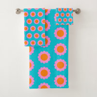 Niedlich Retro 60er Turquoise Mod Blume Muster