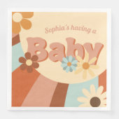 Niedlich Retro 70er Groovy Babydusche Serviette (Vorderseite)