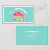 Niedlich Retro Aquamarin rosa orangefarbene Pilze  Visitenkarte (Vorne/Hinten)