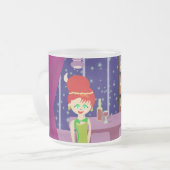 Niedlich Retro Art Romantik Bar Nightlife Cartoon Mattglastasse (Vorderseite Links)