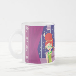 Niedlich Retro Art Romantik Bar Nightlife Cartoon Mattglastasse