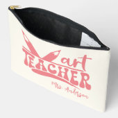 Niedlich Retro Art Teacher Ivory White Personalisi Zubehörtasche (Offen)