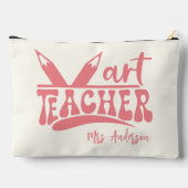 Niedlich Retro Art Teacher Ivory White Personalisi Zubehörtasche (Rückseite)