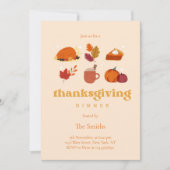 Niedlich Retro Ästhetische Chic Erntedank Dinner Einladung (Vorderseite)