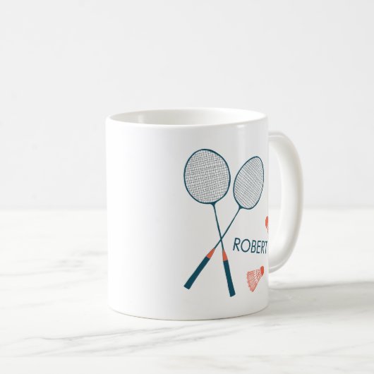 Niedlich Retro Badminton Birdie Racquet INDIVIDUEL Kaffeetasse (VorderseiteRechts)