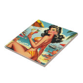 Niedlich Retro Bikini Girl Fliese (Seite)