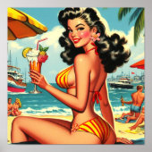 Niedlich Retro Bikini Girl Poster (Vorne)