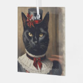 Niedlich Retro Black Cat Christmas Ornament Aus Glas (Vorderseite links)
