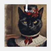 Niedlich Retro Black Cat Christmas Ornament Aus Glas (Rückseite)