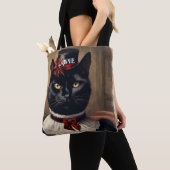 Niedlich Retro Black Cat Christmas Tasche (Von Nahem)