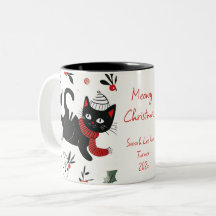 Niedlich Retro Black Cat Christmas