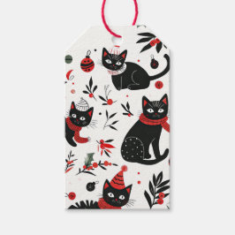 Niedlich Retro Black Cats Weihnachten Geschenkanhänger