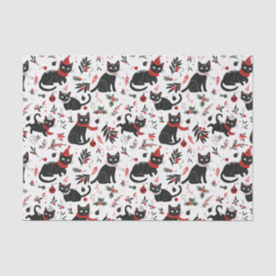 Niedlich Retro Black Cats Weihnachten Seidenpapier