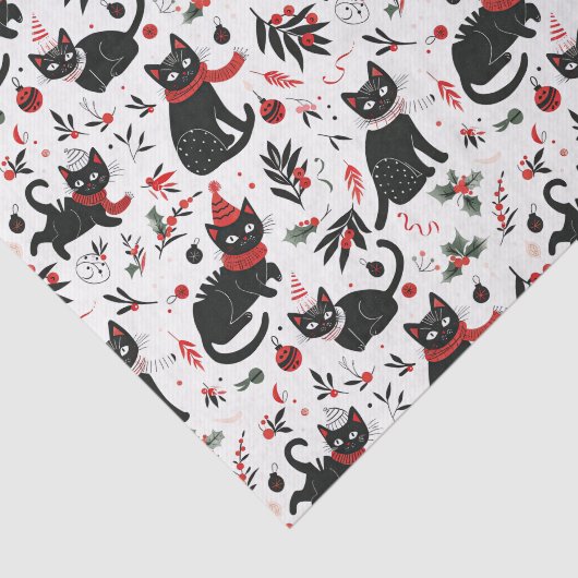 Niedlich Retro Black Cats Weihnachten Seidenpapier (Ausschnitt)