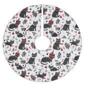 Niedlich Retro Black Cats Weihnachtsbaumrock Polyester Weihnachtsbaumdecke (Vorderseite)