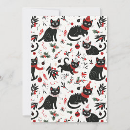 Niedlich Retro Black Cats Weihnachtsferienkarte Feiertagskarte
