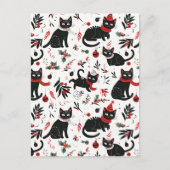 Niedlich Retro Black Cats Weihnachtskarte Feiertagspostkarte (Vorderseite)