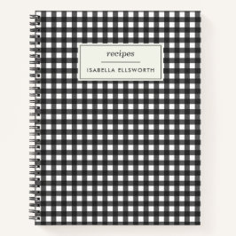 Niedlich Retro Black Gingham Kariertes Personalisi Notizblock