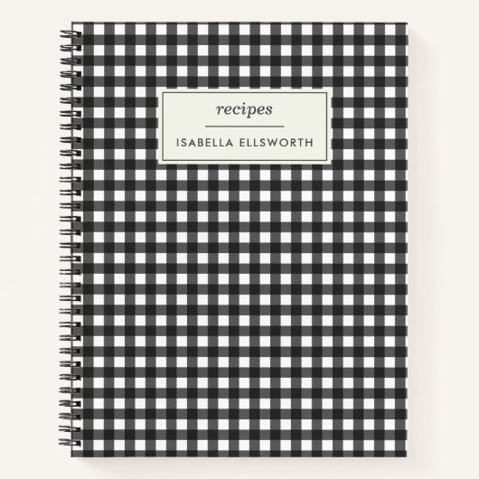Niedlich Retro Black Gingham Kariertes Personalisi Notizblock (Vorderseite)