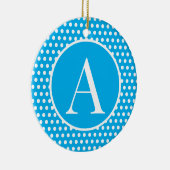 Niedlich Retro Blue Anfangsbuchstabe Polka Dots Keramik Ornament (Rechts)