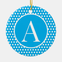 Niedlich Retro Blue Anfangsbuchstabe Polka Dots