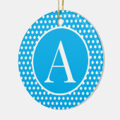Niedlich Retro Blue Anfangsbuchstabe Polka Dots Keramik Ornament (Links)