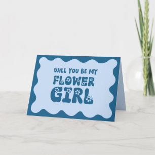 Niedlich Retro Blue Be My Flower Girl Vorschlag Karte
