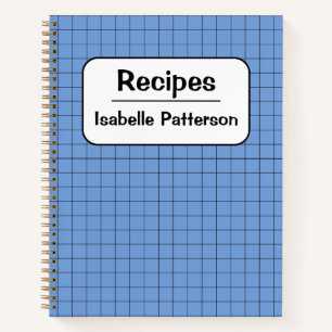 Niedlich Retro Blue Gingham Kariertes Personalisie Notizblock