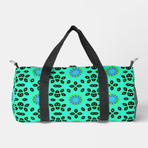 Niedlich Retro Blumenkalken Green Aqua & Blue Duffle Bag