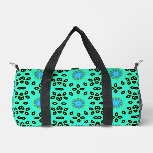 Niedlich Retro Blumenkalken Green Aqua & Blue Duffle Bag (Vorderseite)