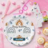 Niedlich Retro Boho Celestial Muster Geburtstag Pappteller (Party)