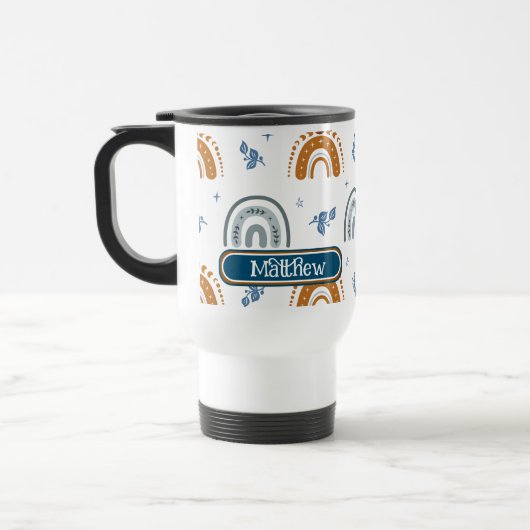 Niedlich Retro Boho Celestial Muster Personalisier Reisebecher (Links)