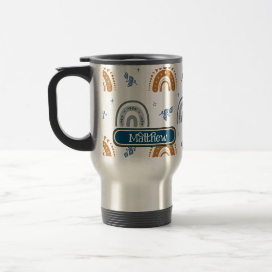 Niedlich Retro Boho Celestial Muster Personalisier Reisebecher (Links)