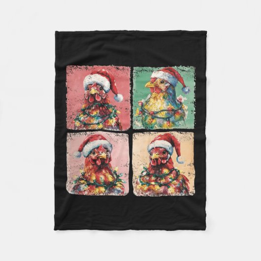 Niedlich Retro Boho Chickens Weihnachtslicht Funny Fleecedecke (Vorderseite)