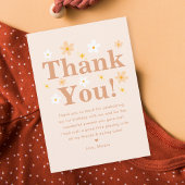 Niedlich Retro Boho Daisy Foto Kindergeburtstag Dankeskarte