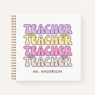 Niedlich Retro Bold Groovy Teacher Notizblock