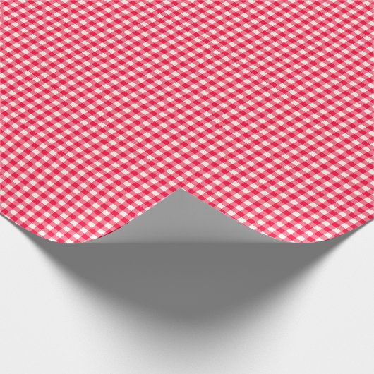 Niedlich Retro Bright Red Gingham Kariertes Muster Geschenkpapier (Ecke)