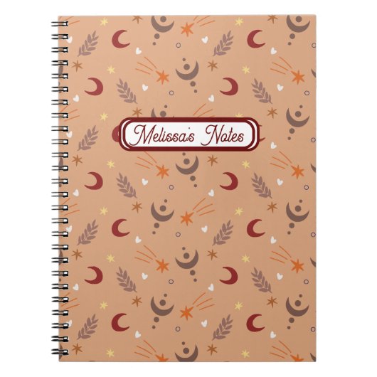 Niedlich Retro Brown Boho Whimsise Name Personalis Notizblock (Vorderseite)