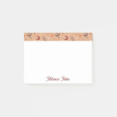Niedlich Retro Brown Boho Whimsise Name Personalis Post-it Klebezettel (Vorderseite)