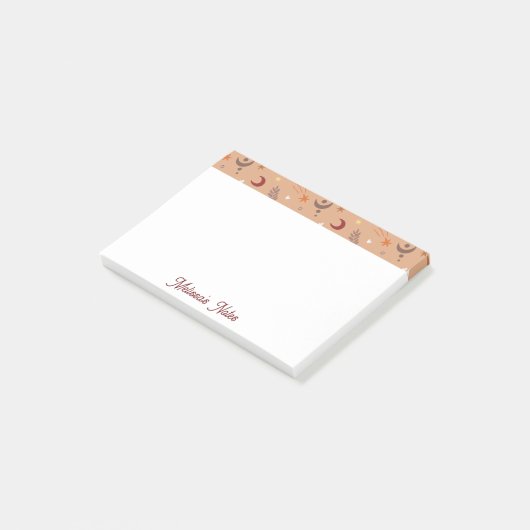 Niedlich Retro Brown Boho Whimsise Name Personalis Post-it Klebezettel (angewinkelt)